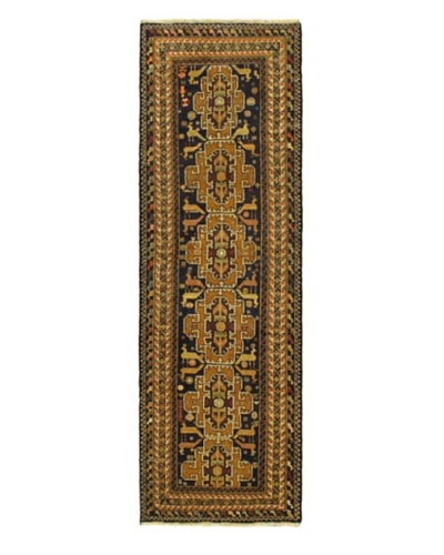 Hand-knotted Royal Balouch Traditional Runner Wool Rug, Navy, 3' 1 x 9' 7 Runner