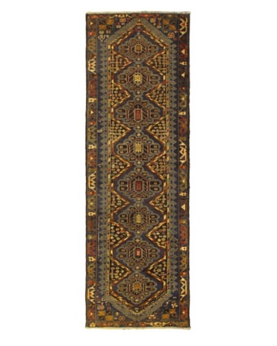 Hand-knotted Rizbaft Traditional Runner Wool Rug, Navy, 3' x 9' 3 Runner
