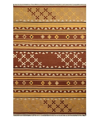 Hand Woven Esme Wool Kilim, Brown/Khaki, 8' x 10'