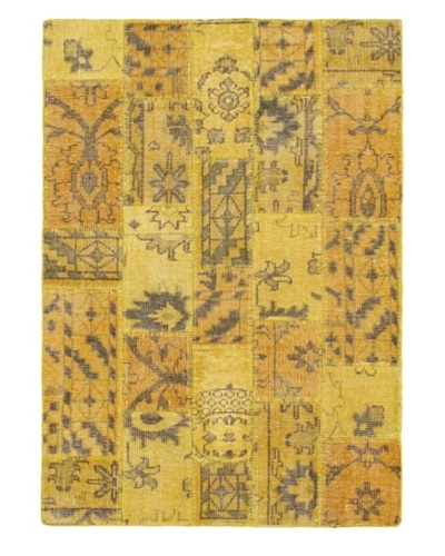 Hand-Knotted Ushak Patch Wool Rug, Gold, 4' 7 x 6' 7