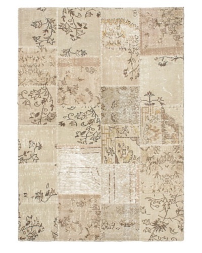 Handmade Ottoman Yama Patchwork Wool Rug, Cream/Beige/Brown, 5' 8 x 7' 11