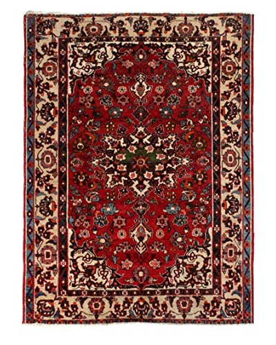 Semi Antique Baktiar Rug, Cream/Red/Navy/Light Blue, 4' 11 x 6' 6