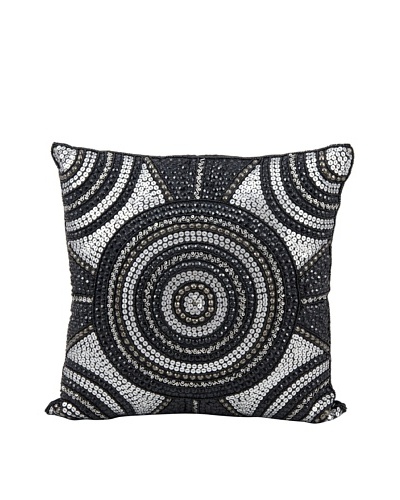 Joseph Abboud Bullseye Pillow, Black/Silver, 16 x 16