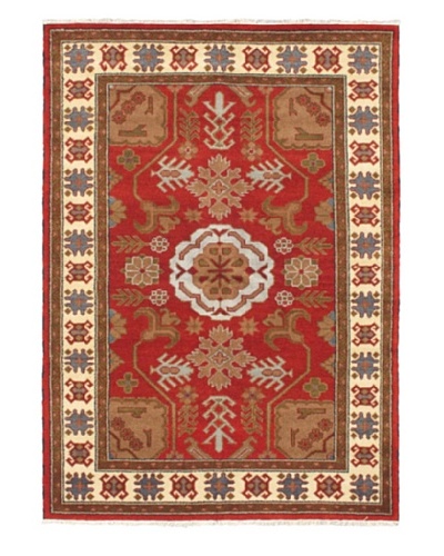 Hand-Knotted Royal Kazak Wool Rug, Dark Red, 5' 8 x 8'