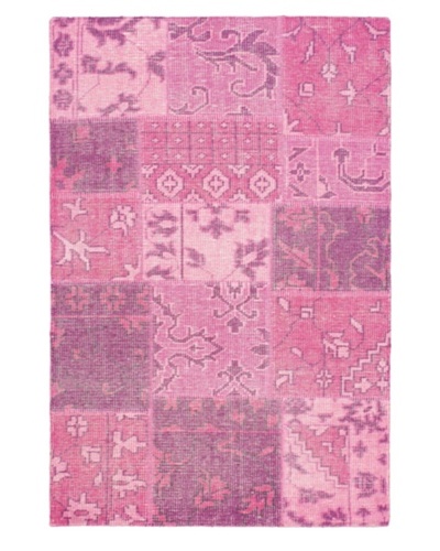 Hand-Knotted Ushak Patch Wool Rug, Pink, 4' 1 x 6' 1