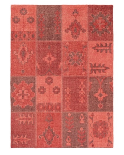 Hand-Knotted Ushak Patch Wool Rug, Red, 4' 7 x 6' 6