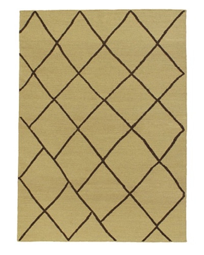 Hand Woven Natural Wool Flatweave Kilim, Beige, 4' 7 x 6' 7