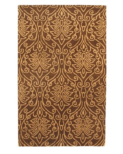 Handmade Aurora Modern Wool Rug, Dark Brown, 5' x 8'