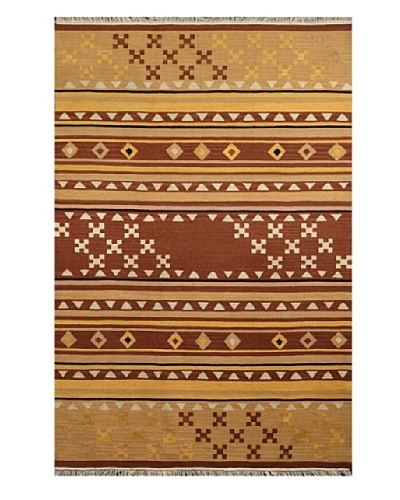Hand Woven Esme Wool Kilim, Brown/Light Brown/Multi, 5' x 8'