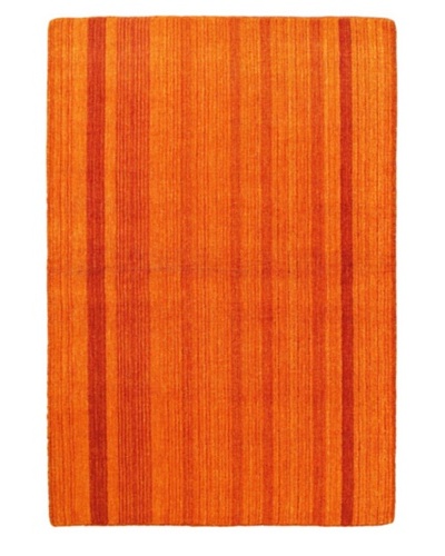Hand-Knotted Luribaft Gabbeh Riz Rug, Orange, 4' x 6'