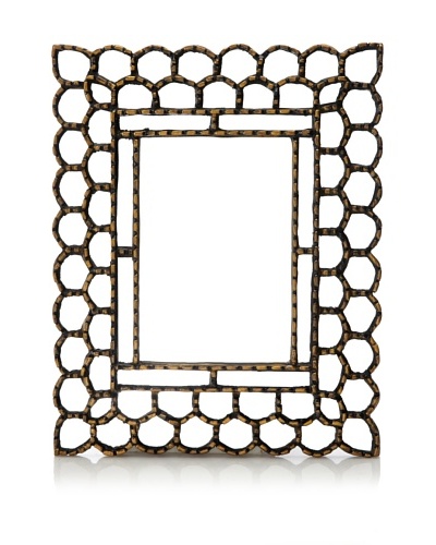 Reverse-Painted Glass Rectangular Mirror, Gold Trimmed