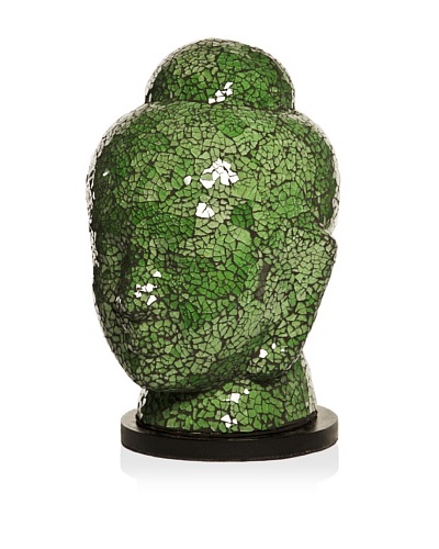 Bembe Mosaic Glass Buddha Head Lamp, Green, Large