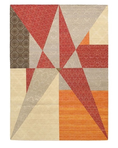 Collage Transitional Dhurrie, Dark Red/Grey, 5' 7 x 7' 9