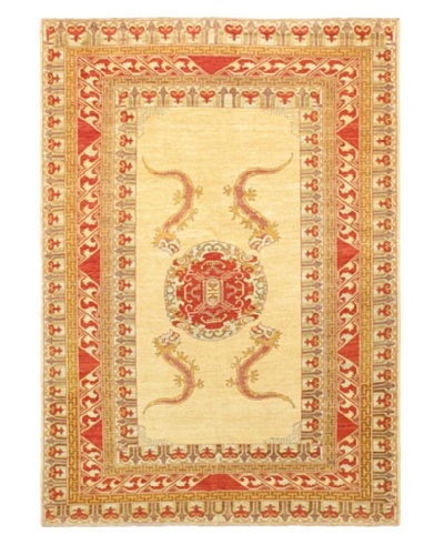 Hand-Knotted Chobi Traditional Rug, Light Yellow, 7' 3 x 10'