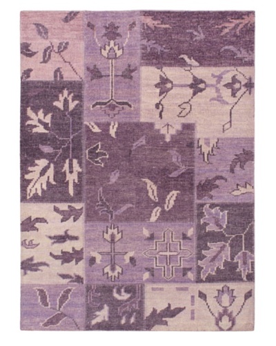 Hand-Knotted Ushak Patch Wool Rug, Purple, 4' 8 x 6' 6