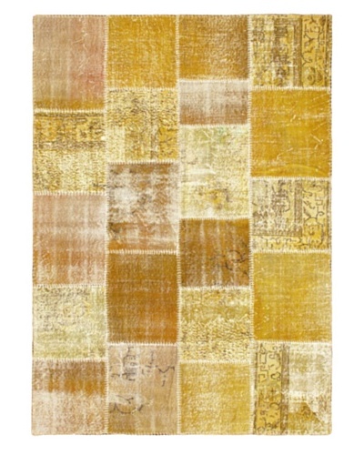 Handmade Ottoman Yama Patchwork Wool Rug, Yellow, 5' 5 x 7' 7