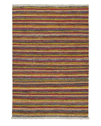 Hand Woven Silky Allure Modern Flatweave Kilim, Purple/Yellow, 4' 7 x 6' 7