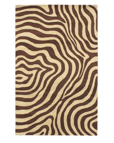 Handmade Trek Rug, Cream/Dark Brown, 5' x 8'