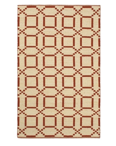 Hand Woven Natural Plush Kilim, Cream/Dark Copper, 5' 1 x 7' 7