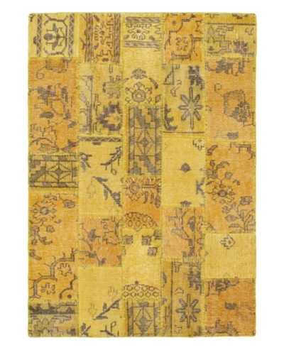 Hand-Knotted Ushak Patch Wool Rug, Gold, 4' 7 x 6' 7