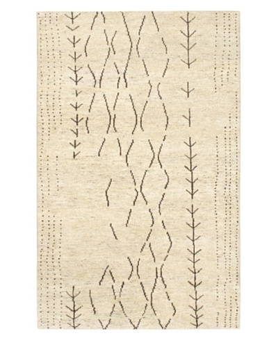 Hand-Knotted Mystique Gabbeh Wool Rug, Cream, 5' x 8'