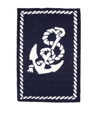 Anchor Hooked Rug, Navy/White, 2' x 3'