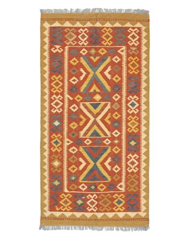 Hand Woven Anatolian Wool Kilim, Dark Copper, 3' 2 x 6' 5