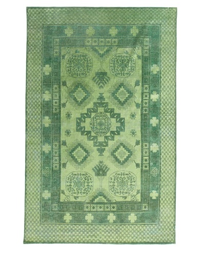 Silk Hand-Knotted Ikat Rug [Green Multi]