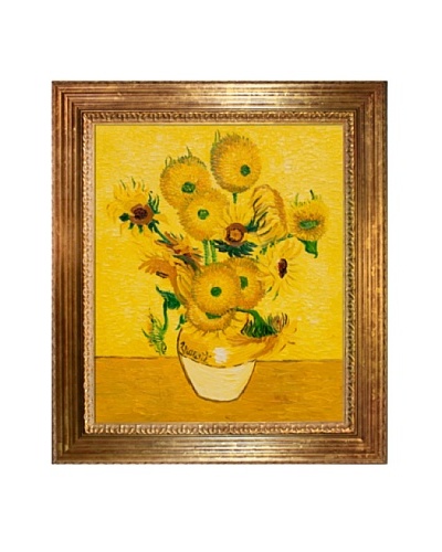 Vincent Van Gogh Vase with Fifteen Sunflowers Framed Oil Painting