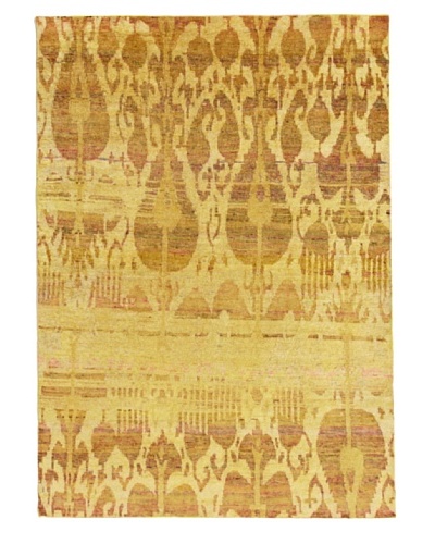 Silk Hand-Knotted Ikat Rug [Tan Multi]