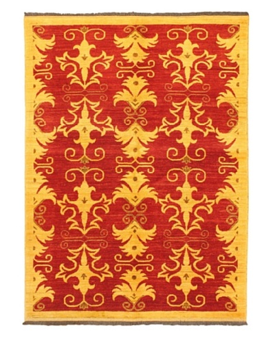 Gabbeh Modern Rug, Light Khaki/Red, 5' x 6' 10