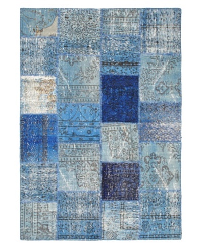 Handmade Ottoman Yama Patchwork Wool Rug, Blue, 5' 6 x 7' 10