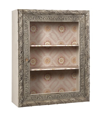 Ella Elaine Wall Shelf with Glass Door, Pink/Taupe