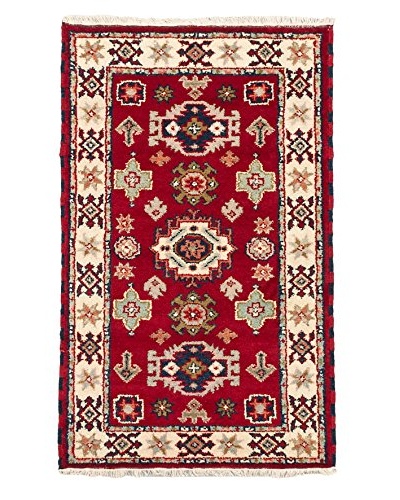 Hand-Knotted Royal Kazak Wool Rug, Dark Red, 3'1X5'0