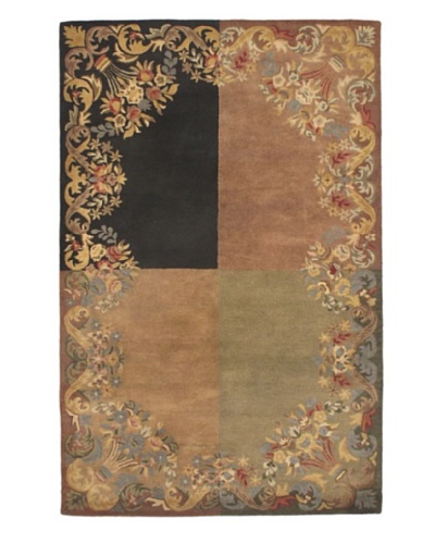 Handmade Athina Modern Wool Rug, Beige/Black/Khaki/Red, 5' x 8'