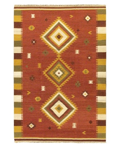 Hand Woven Kashkoli Wool Kilim, Dark Red, 6' 7 x 9' 10