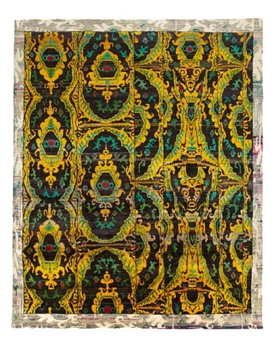 Silk Hand-Knotted Ikat Rug [Gold/Brown Multi]