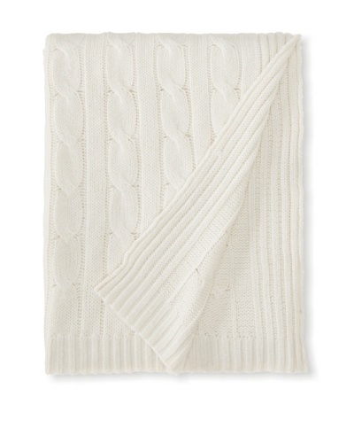 a & R Cashmere Cable Knit Wool and Cashmere Throw, Crème Fraîche, 50 x 65