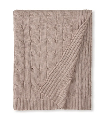 a & R Cashmere Cable Knit Wool and Cashmere Throw, Sand, 50 x 65
