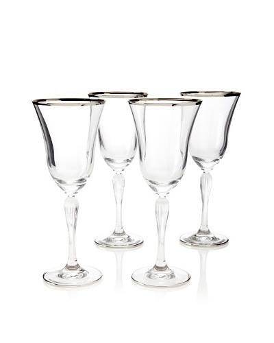 A Casa K Set of 4 Giar 2 Décor 8.5-Oz. Crystal Cordial Glasses, Clear/Platinum
