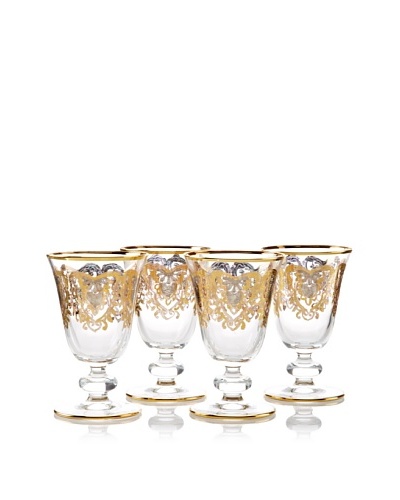 A Casa K York Décor Set of 4 Crystal 8-oz. Goblets, Clear/Gold