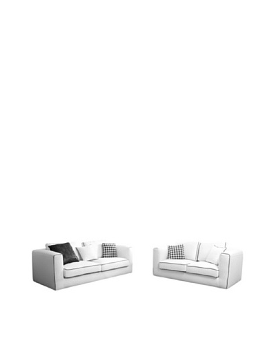 Abbyson Living Perna Linen Sofa and Loveseat Set, White
