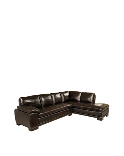 Abbyson Living Tekana Premium Italian Leather Sectional Sofa, Dark Brown