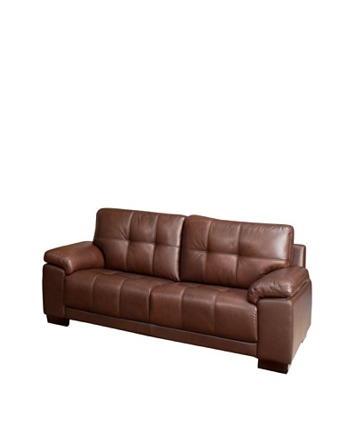 Abbyson Living Arjena Two-Tone Leather Sofa, Chestnut-Brown