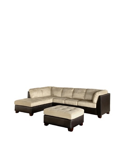 Abbyson Living Channa Sectional Sofa & Ottoman, Sandstone