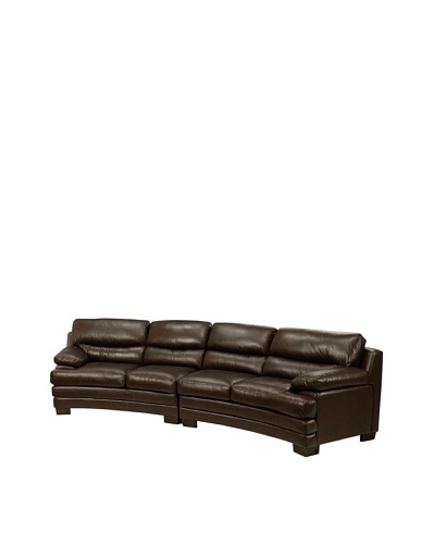 Abbyson Living Tuscanova Leather Sectional Sofa, Chestnut Brown