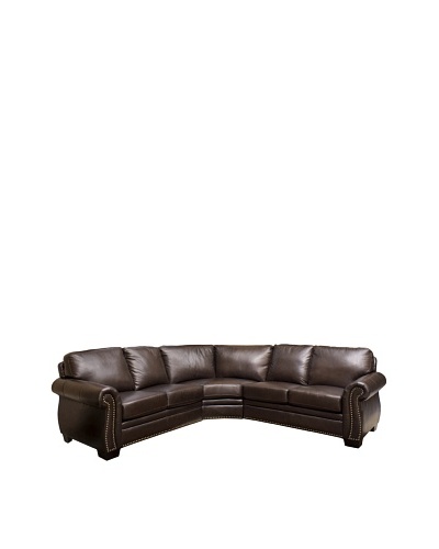 Abbyson Living Arizona Italian Leather Sectional Sofa, Dark Truffle