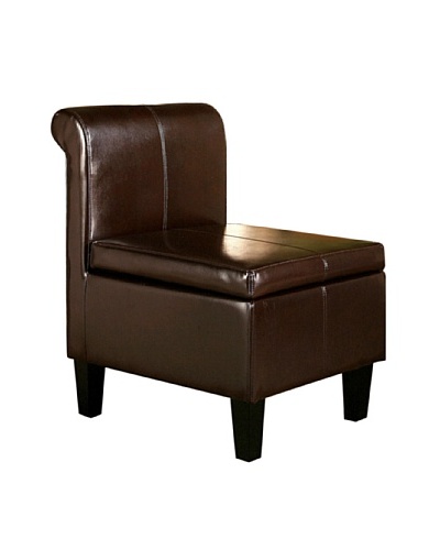 Abbyson Living Frankfurt Flip Top Storage Ottoman Chair, Dark Brown