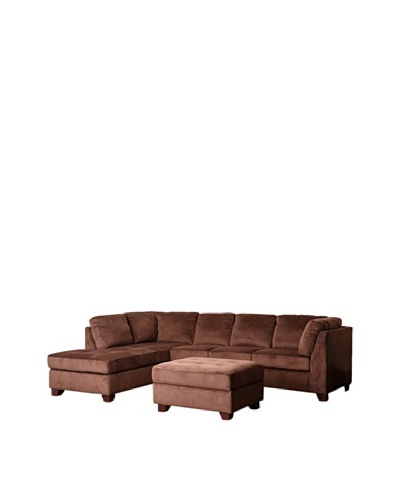 Abbyson Living Derlena Microsuede Sectional Sofa & Storage Ottoman Set, Dark Truffle