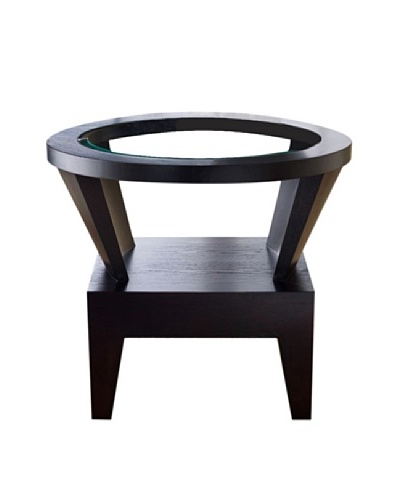 Abbyson Living Caslee Round Glass End Table, Rich Caramel